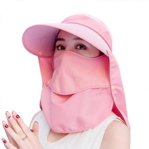 Chapeau De Soleil D'&eacute;t&eacute; Pour Femmes Cr&egrave;me Solaire Visage Chapeau De Soleil De Plein Air Voyage Cyclisme Casquette Uv Protection Loisirs, Cuir Rose - Neuf