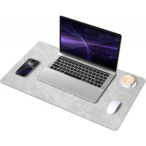 JGD-Tapis de Bureau Vieilli en Su&egrave;de et Cuir, Tapis de Bureau D'ordinateur Antid&eacute;rapant, Tapis de Souris et de Clavier Etanche, Sous-Main pour le Bureau et la D&eacute;coration Int&eacute;rieure (Gris Clair, 60x34 - Neuf