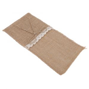 Lot De 20 Porte-Ustensil Es De Table En Toile De Jute Avec Décoration En Dentelle - Neuf