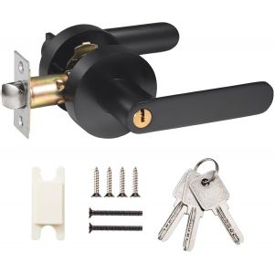 ChenQuanSarl-Poignée De Porte À Levier, Serrure De Poignée De Levier De Porte, Serrure De Porte D'Entrée À Clé, Poignée De Porte Intérieure Avec Serrure Et Clé Pour Toilette, Chambre, Bureau (Noir) - Neuf