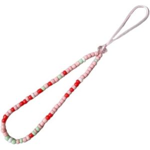 KAL-Lot De 2 Cha&icirc;nes Avec Pendentif Pour T&eacute;l&eacute;phone Portable - Anti-Perte - Dragonne - Style Boh&egrave;me - Cha&icirc;ne De T&eacute;l&eacute;phone Pour Portefeuille - Porte-Cl&eacute;s - D&eacute;coration - Rose Rouge - Neuf