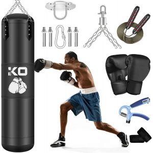 Sac De Frappe Suspendu De 120 Cm, Sac De Frappe Pour Professionnels Avec Accessoires Complets, Sac Lourd En Polyester De Qualité Supérieure Pour Kickboxing, Mma, Grappling, Karaté Et Autres Sports De - Neuf