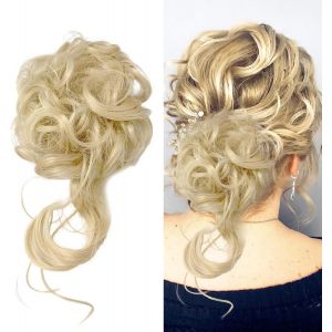 Chignon &Eacute;lastique Pour Cheveux En D&eacute;sordre, Chignon &Eacute;lastique Pour Cheveux En D&eacute;sordre, Accessoire Pour Cheveux Pour Femme (Blond Platine) - Neuf
