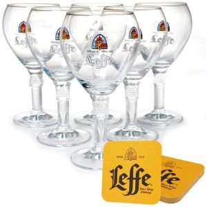 Leffe Lot De 6 Verres &Agrave; Bi&egrave;re 0,33 L Avec Sous-Verres &iquest; Verres Leffe 0,33 L Pour La Gastronomie Et La Collection &iquest; Verre &Agrave; Bi&egrave;re 33 Cl &iquest; Passe Au Lave-Vaisselle - Neuf