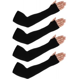 2 Paires Nylon Manchette Manchon En Soie Glacée Pour Protection Solaire Noir Protection Uv Manchettes Eté Avec Trou Pour Pouce Arm Sleeves Pour Femmes Hommes Football Basket-Ball Golf - Neuf