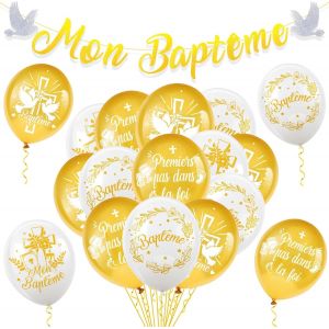 ChicSlick-Decoration Bapteme Garcon Fille, Ballon Bapteme Banderole Bapteme Guirlande Bapteme Mon Baptême Bannière, Pour Cadeau Bapteme, Deco Bapteme, Décoration Baptême, Décoration Baby Sho[X568] - Neuf