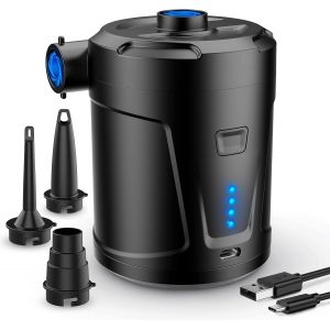 Pompe À Air Électrique, Batterie Rechargeable 5200 Mah, Gonfleur Matelas Gonflable Avec 3 Buses D'air, Gonfleur Rapide Pour Bateau Pneumatique/Matelas Pneumatique - Neuf