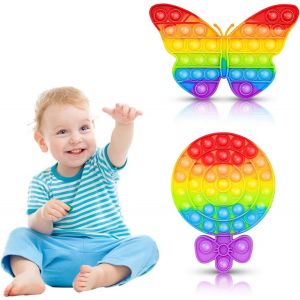 KAL-2 Packs Poppit Pop Fidget Toy Set, Push And Pop Bubble Sensory Fidget Toy, Jouets Sensoriels À Presser, Silicone Anti-Stress Jouets De Soulagement De L'Anxiété - Neuf