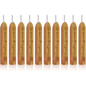 B&acirc;tons de Cire &agrave; Cacheter, 10 Pi&egrave;ces Cire &agrave; Cacheter avec M&egrave;che Or, DIY pour Cartes, Coffrets Cadeaux, Lettres, Enveloppes, Emballages de Vin, Invitations de Mariage, de No&euml;l et F&ecirc;tes - Neuf