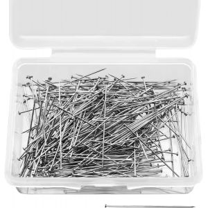 Mevronisshop-Pingles &Agrave; Couture, 500pcs Epingle Couture 26mm Acier Inoxydable Aiguilles De &Eacute;pingles T&ecirc;te Fines Droites Satin &Eacute;pingle &Agrave; T&ecirc;te Plate Pour Couturi&egrave;re V&ecirc;tement Bijoux Artisanat Cadeaux De N - Neuf