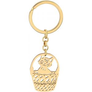KAL-Porte-Cl&eacute;s Chat En Acier Inoxydable Cadeaux Mignon Chat Pour Femme Filles Porte-Cl&eacute;s Chat Porte-Monnaie Cl&eacute;s De Voiture Charms - Neuf