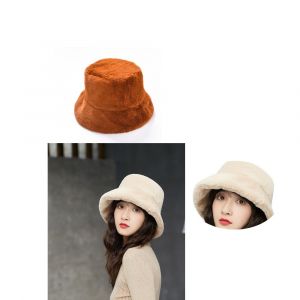2pcs Pêcheur chapeau de la dame de l'automne et de l'hiver en peluche bassin de la pac version coréenne de Japonais occasionnels de la mode fourrure épaisse chapeau chaud C M¿56-58cm¿ - Neuf