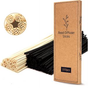 100 Pièces Bâtons de Diffuseur de Roseaux,25 cm Diffuseur Parfum Bâtons, Bâtons de Rechange pour Diffuseur d'Arôme d'Huile Essentielle pour la Maison (Black Color) - Neuf