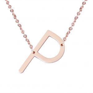Colliers Tendance En Acier Inoxydable Avec Pendentif En Forme D'alphabet, Or Rose P - Neuf