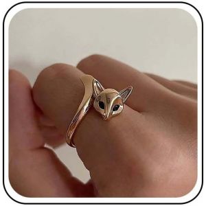 Kal-Anneau De Renard Mignon Vintage Or Anneau De Doigt De Queue De Renard Réglable Anneaux Ouverts Superposés Pour Les Femmes - Neuf