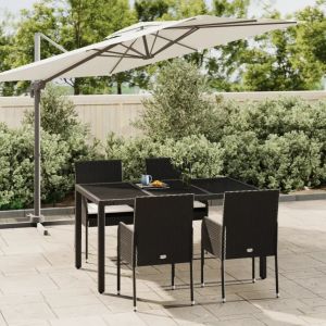 Prolenta Premium - Ensemble &Agrave; Manger De Jardin Coussins 5pcs Noir R&eacute;sine Tress&eacute;e - Neuf