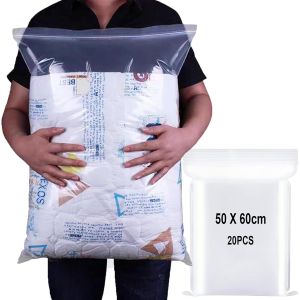 Lot De 20 Grands Sacs En Plastique Refermables De 60 X 50 Cm Pour V&ecirc;tements, V&ecirc;tements De Voyage, Imperm&eacute;ables, Grands Sacs Pour Doudounes, Pulls (Sans Trou) - Neuf