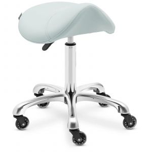 Tabouret selle de cheva 150 kg alliage d'aluminium PVC PU contreplaqu&eacute; mousse synth&eacute;tique vert pistache Helloshop26 14_0010089 - Neuf