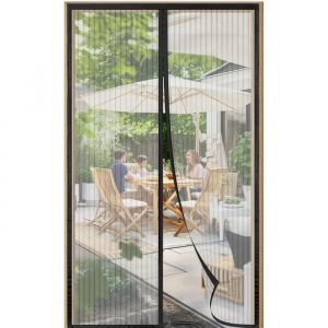Moustiquaire Magn&eacute;tique Porte 105&times;210 Cm - Fermeture Automatique, Sans Per&ccedil;age, Noire - Neuf