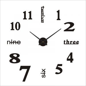 Horloge murale 3D (80-130 cm), noire, horloge murale numérique à monter soi-même, mouvement silencieux, design moderne, horloge murale géante pour chambre, cuisine, salon - Neuf