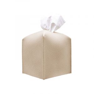 Housse de boîte à mouchoirs, [Délicat] Boîte à mouchoirs carrée moderne en cuir PU - Support décoratif pour commode de salle de bain, table de chevet, bureau et voiture (Beige) - Neuf