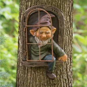 MEVRONISSHOP-Nain Jardin Statue Exterieur, Nains Ornements Maléfiques et Grossiers Drôles Plein Air Gnomes, Statuette Résine Imperméable Suspendre Décoration Pelouse(B) - Neuf