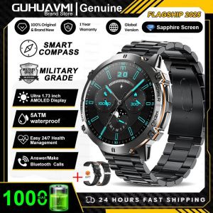 2025 Nouveau Militaire T-Rex 3 Bluetooth Appel Montre Intelligente Gps Boussole Barométrique Altimètre 10Atm Étanche Sport Montres Intelligentes Hommes.Black Steel 2.Gps Watch - Neuf