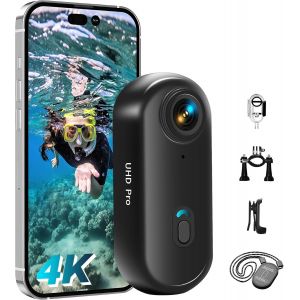 SUBZONAL-Action Cam WiFi, Mini Camera Sport 4K, cam&eacute;ra POV sous-Marine &eacute;tanche jusqu'&agrave; 30 m, 360 &deg; pour Casque de v&eacute;lo, cam&eacute;ra corporelle, bodycam, Camera Waterproof, Petite cam&eacute;ras - Neuf