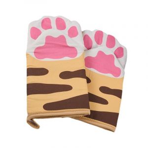 Gants de cuisine résistants à la chaleur, motif patte de chat, doublure en coton épais, pour la cuisine, la pâtisserie, le micro-ondes, le barbecue, les ustensiles de cuisine, décoration d'intérieur - Neuf