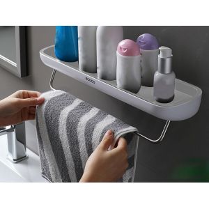 &Eacute;tag&egrave;re murale de salle de bain avec porte-serviettes et &eacute;tag&egrave;re de rangement - Neuf