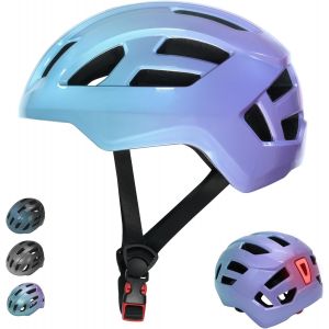 Subzonal-Casque De V&eacute;lo R&eacute;glable Pour Enfants Gar&ccedil;ons Et Filles, Avec Feu Arri&egrave;re S&eacute;curitaire Rechargeable, D&eacute;grad&eacute; De Couleurs Et L&eacute;g&egrave;r Casque Pour Multisports - Neuf