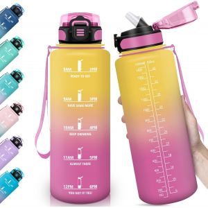Eryi-Gourde, 1500ml & Étanches, Gourde Sport, Marqueur De Temps De Motivation, Gourde Paille, Échelle De Mesure, Bouteille D'eau, Gourdes Pour Sport, Camping, Randonnée, Yoga - Neuf