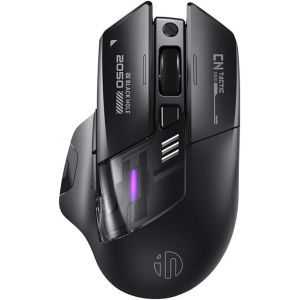 DDA-A9-Explorer Souris sans Fil 2.4G/Bluetooth 5.0 Rechargeable Silencieuse, 2400 DPI, Batterie Visible, Éclairage RGB, Chargement Type-C, pour Ordinateur, Laptop, Mac, PC - Neuf