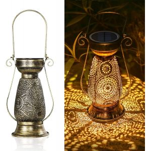 Kaltd-Lanternes Solaires D'extérieur Görvitor Métal Ip44 Étanche Lanterne Solaire Pour Extérieur,Blanc Chaud,Lampes Solaires Orientales Pour Extérieur,Jardin,Extérieur,Balcon,Décoration Vintage - Neuf