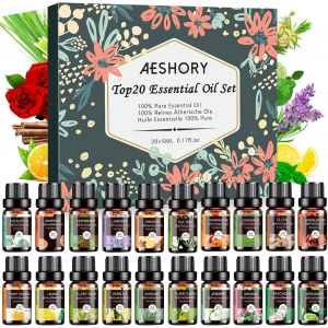 Essential Oils Set 20 X 5 Ml,100% Pure & Natural Aromatherapy Essential Oils For Diffusers,Spa,Massage,Bath,Ideal Gift Set-Lavender,Tea Tree,Lemongrass,Rosemary - Neuf