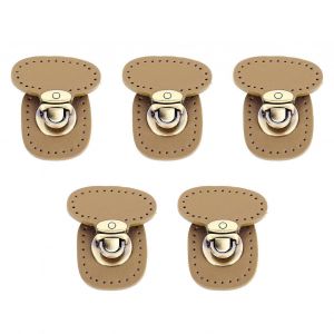 5Pcs Tuck Lock Fermoir Attraper Cuir V&eacute;ritable M&eacute;tal Fort Pr&eacute; Perfor&eacute; Trous Sac &Agrave; Main Pouce Serrure Pour Valise Valise Jaune Brun&acirc;tre - Neuf
