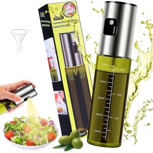 KALANKA-Vaporisateur Huile pour Cuisine&iquest;Spray Huile d&iquest;Olive en Verre avec &Eacute;chelle, Set avec Entonnoir, BPA-free Spray Huile pour Airfryer, Salades, BBQ et Cuisson - Neuf