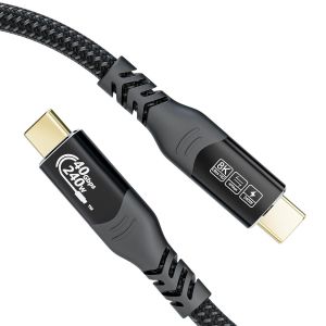 USB4 Câble pour Thunderbolt 4, 240W PD 3.1 Câble USB C Charge Rapide Vidéo 8K 60Hz Data Sync à 40Gbps pour iPhone 16 15 Plus Pro Max MacBook Pro Air iPad Pro Samsung S24 Tab S9 S8 (0,5M) - Neuf