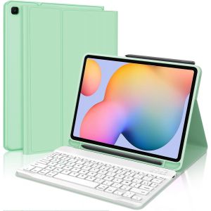Coque Clavier Pour Samsung Tab S6 Lite 2024/2022 10.4"", Azerty Français Clavier Bluetooth Détachable Pour Samsung Galaxy Tab S6 Lite 10.4"" 2024, Vert Clair - Neuf
