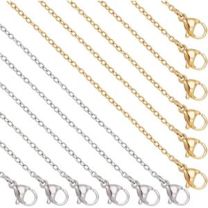 Kal-20 Brins 45/50cm Cha&icirc;nes En Acier Inoxydable 304, 1.5/2mm Mince Cha&icirc;ne C&acirc;ble Lien Collier Avec Fermoirs Homard Cha&icirc;nes Crois&eacute;es Cha&icirc;ne Pour Fabrication Collier Extension Bracelet, 2 Couleurs - Neuf
