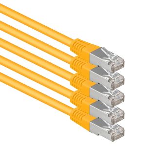 2 m jaune-5 pi&egrave;ces C&acirc;ble patch Cat.6 c&acirc;ble r&eacute;seau CAT6 S-FTP Gigabit Lan PIMF CAT 6 cuivre CU sans halog&egrave;ne Internet DSL console de jeu Smart TV - Neuf