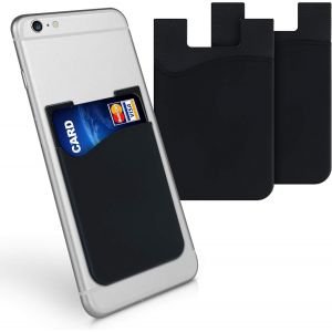 3x Porte-Carte Adh&eacute;sif Pour T&eacute;l&eacute;phone - Pochette Autocollante Silicone Pour Smartphone - Format Carte Bleue - Noir - Neuf