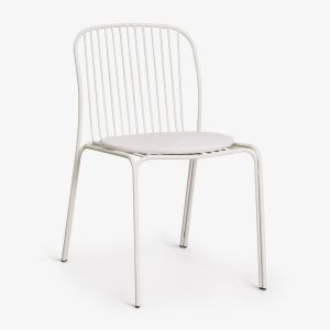 Pack de 4 chaises de salle &agrave; manger en acier Anerina Blanc Gardenia - Neuf