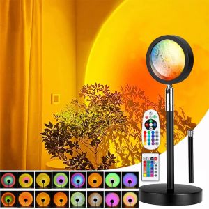 Subzonal-Lampe Coucher De Soleil, Sunset Lamp Avec Usb, Lumi&egrave;re Arc-En-Ciel Veilleuse Led R&eacute;glable En Hauteur 24 Couleurs 4 Modes Dyques Deux T&eacute;l&eacute;commandes Rotation 180&deg;, Selfie/Photographie/F&ecirc;te - Neuf