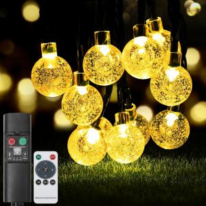 Kalanka-Guirlande Lumineuse D'ext&eacute;rieur En Boules De Cristal, Batterie Rechargeable Avec Contr&ocirc;leur, 11 M, 60 Led, 8 Modes, &Eacute;tanche Ip65, Pour Jardin, Terrasse,Mariage,Cour,F&ecirc;te,Camping En Plein Air - Neuf