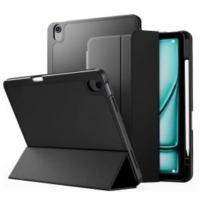 Étui Tablette Pour Ipad Air 11, Cuir Synthétique Noir, Emplacement Pour Crayon, Anti-Chute, Aspiration Magnétique. - Neuf