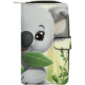 Long Portefeuille En Cuir Pour Homme Et Femme - Grande Capacité - Avec 12 Porte-Cartes - Porte-Monnaie En Forme De Coeur,Koala,19.7X11X3.5Cm,Moderne - Neuf