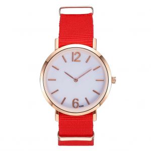 Zhoulianfa Montre-Bracelet Analogique A Quartz Pour Homme Et Femme, Bracelet En Nylon, Rouge - Neuf