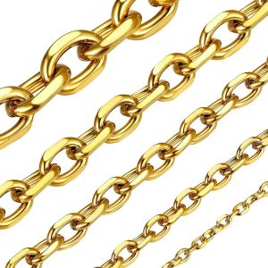Kal-Chaine Homme Acier Inoxydable Collier Massif Femme Gourmette Garçon Pour Pendentif Maille Fille Gros Fine[Acier/Or/Noir-Largeur:3/5/7/9/12 Mm-Longeur:46/51/55/61/66/71/76 Cm] Fête Pères - Neuf