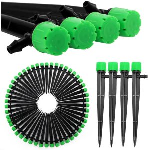 20 Pièces Goutteur Irrigation Réglable, 360 Degrés 8-Trou Micro Asperseur Goutte à Goutte pour Tube 4/7mm, Goutteur d'irrigation Insertion, Vert (avec Connecteur) - Neuf